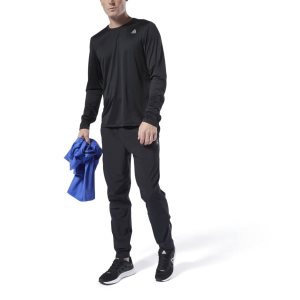 Koszulki Męskie Reebok Run Essentials Czarne PL 27VYMKQ